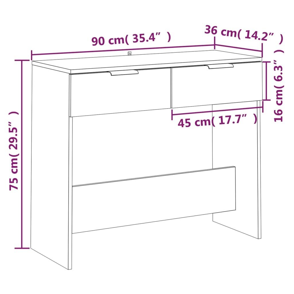 Konsolinis staliukas, Mediena, 90x36x75cm, pilka ąžuolo spalva цена и информация | Stalai-konsolės | pigu.lt