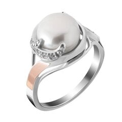 Серебряное кольцо с жемчугом, покрытое золотом 0007530800446 цена и информация | Кольца | pigu.lt
