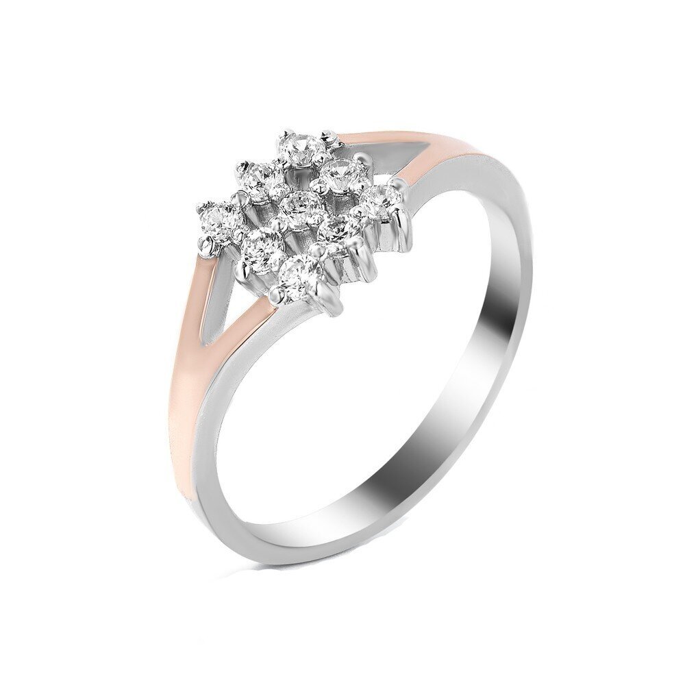 Sidabrinis žiedas dengtas auksu su cirkoniais 0007525200222 kaina ir informacija | Žiedai | pigu.lt