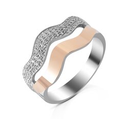 Sidabrinis žiedas dengtas auksu su cirkoniais 0006262500325 kaina ir informacija | Žiedai | pigu.lt