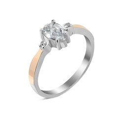 Серебряное кольцо с цирконием, покрытый золотом 0007412700245 цена и информация | Кольцо | pigu.lt