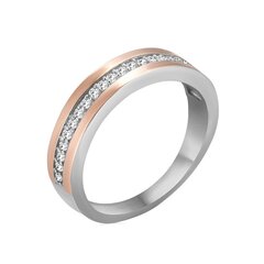 Sidabrinis žiedas moterims su cirkoniais, dengtas auksu 0009475800341 kaina ir informacija | Žiedai | pigu.lt