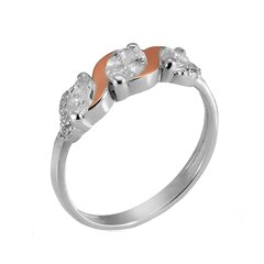 Sidabrinis žiedas moterims su cirkoniais, dengtas auksu 0009623400231 kaina ir informacija | Žiedai | pigu.lt