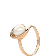 Золотое кольцо с жемчугом и цирконами цена и информация | Кольца | pigu.lt