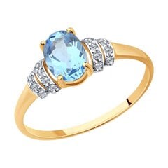 Золотое кольцо для женщин с цирконием и топазом цена и информация | Кольца | pigu.lt