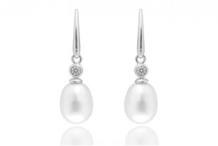 Sidabriniai auskarai su cirkoniais ir natūraliais perlais moterims 0008477600387 kaina ir informacija | Auskarai | pigu.lt