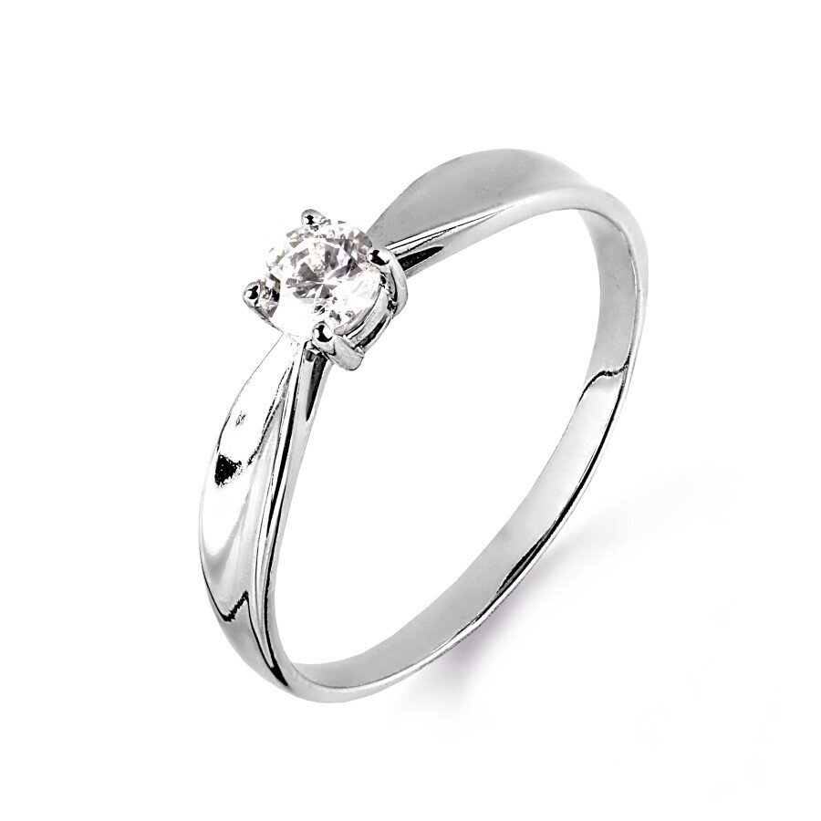 Balto aukso žiedas moterims su kristalais kaina ir informacija | Žiedai | pigu.lt
