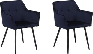 2-ių kėdžių komplektas Beliani Jasmin, mėlynas/juodas kaina ir informacija | Virtuvės ir valgomojo kėdės | pigu.lt