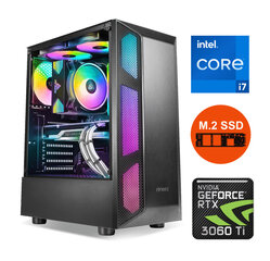 Gamer i7-10700 16GB 480GB SSD NVME 1TB HDD RTX 3060 Ti 8GB Windows 10 kaina ir informacija | Stacionarūs kompiuteriai | pigu.lt