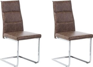 2-ių kėdžių komplektas Beliani Rockford, rudas/sidabrinis kaina ir informacija | Virtuvės ir valgomojo kėdės | pigu.lt
