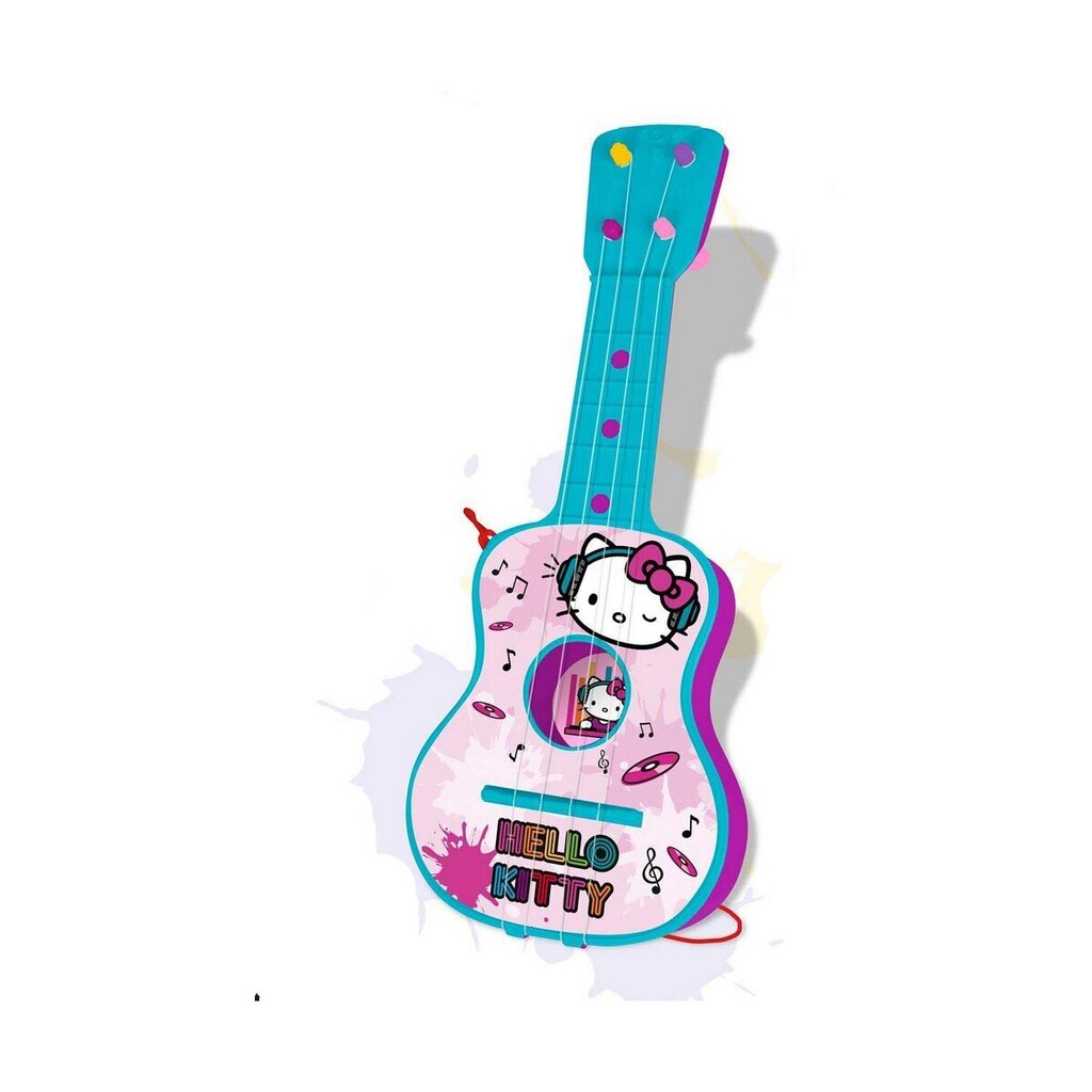 Kūdikių gitara Hello Kitty, mėlyna ir rožinė, 4 virvės kaina ir informacija | Lavinamieji žaislai | pigu.lt