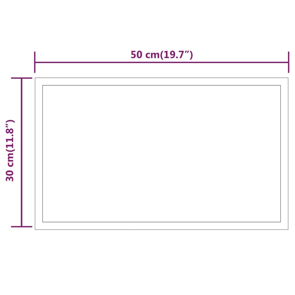 Vonios kambario LED veidrodis, 50x30cm kaina ir informacija | Veidrodžiai | pigu.lt