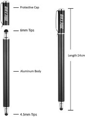 Metro входной карандаш смартфона TouchStift Touch Pen 4 Peee 2 в 1 Premium Pen Stylus с 20 х совета по замене для iPhone iPad Samsung Galaxy Handy и планшеты (4*Black) цена и информация | Аксессуары для планшетов, электронных книг | pigu.lt