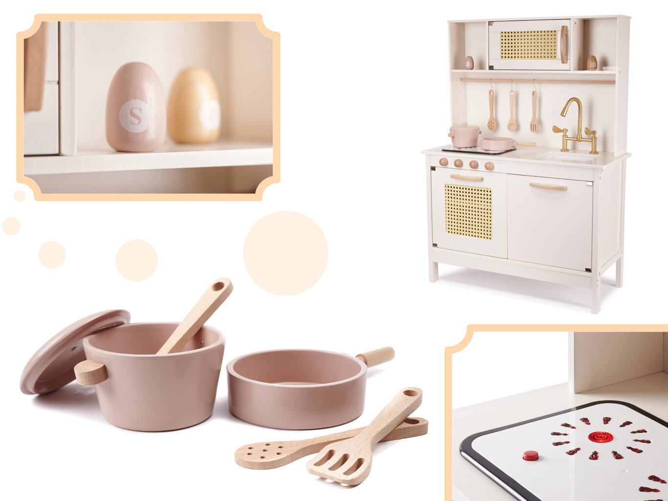 Medinė virtuvė vaikams su aksesuarais kaina ir informacija | Žaislai mergaitėms | pigu.lt