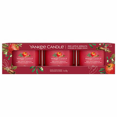 Yankee Candle Набор вотивных свечей в стекле Red Apple Wreath 3 x 37 г цена и информация | Подсвечники, свечи | pigu.lt