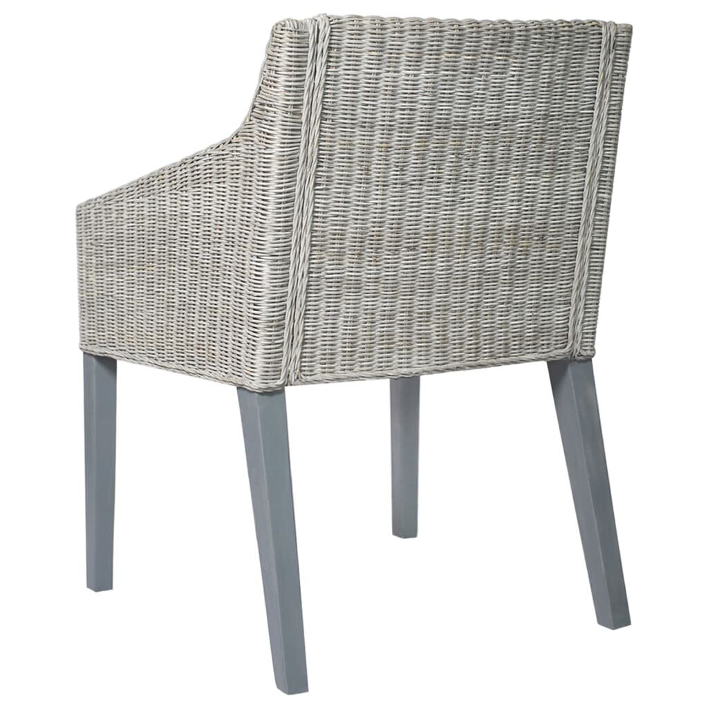 Valgomojo kėdė su pagalvėle vidaXL, Natūralus ratanas, pilka kaina ir informacija | Virtuvės ir valgomojo kėdės | pigu.lt