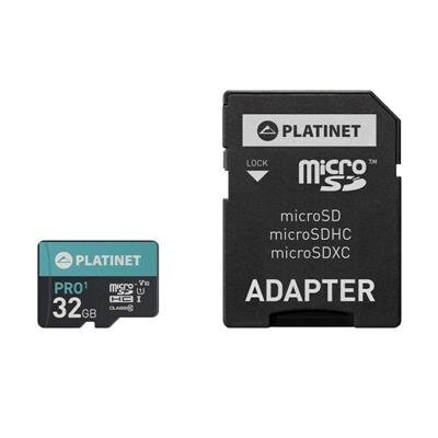 Platinet microSDHC + adapteris SD 32GB klasė 10 UI 70MB/s цена и информация | Adapteriai, USB šakotuvai | pigu.lt