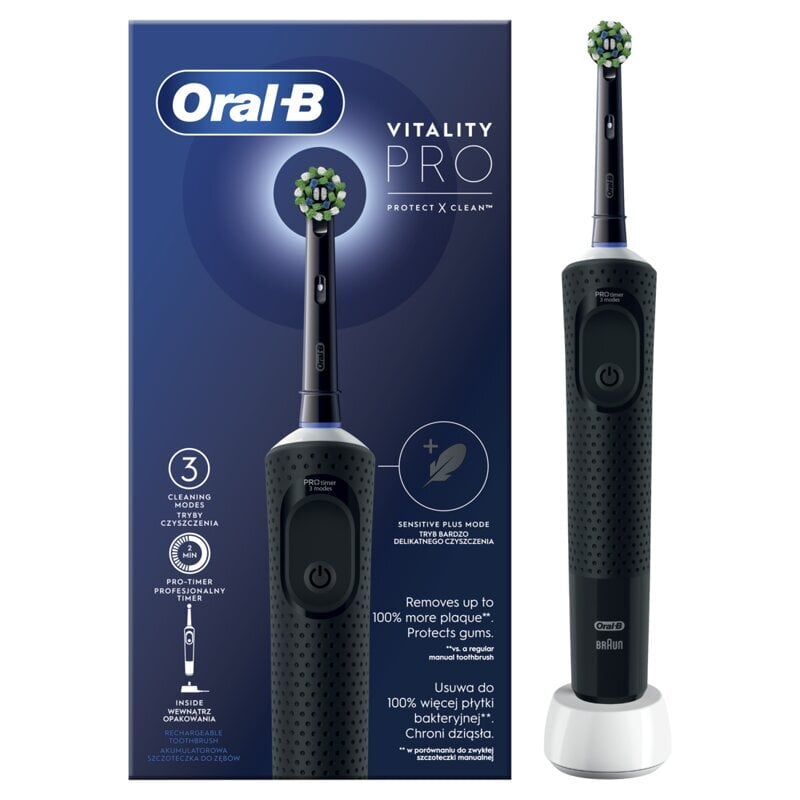 Oral-B D103.413.3 Vitality Pro Black kaina ir informacija | Elektriniai dantų šepetėliai | pigu.lt