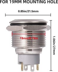 Metalinis užrakto slėgio jungiklis Thlevel 6 x DC 12 V/24 V 4 kaina ir informacija | Auto reikmenys | pigu.lt