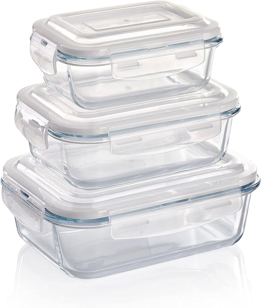 Grizzly Glass užkandžių dėžutė, 6 vnt. kaina ir informacija | Maisto saugojimo  indai | pigu.lt