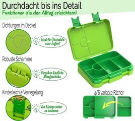 Коробка для закусок Bento Box, зеленая цена и информация | Посуда для хранения еды | pigu.lt