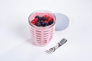 Mepal FruitPot Ellipse Nordic Pink-600 мл контента-идеала для фруктов, фруктов и овощей на дороге с дряной и вилкой-дишвашерной, PP/PCTG, 107 мм цена и информация | Посуда для хранения еды | pigu.lt