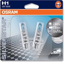 Halageninė lemputė Osram Silverstar 2.0 H1, 2 vnt. kaina ir informacija | Automobilių lemputės | pigu.lt