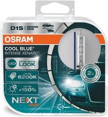 Osram Xenarc Cool Blue Intense D1S, +на 150% больше яркости, до 6200 тыс., Лампа фар ксенона, светодиодный вид, коробка дуэта (2 лампы) цена и информация | Автомобильные лампочки | pigu.lt