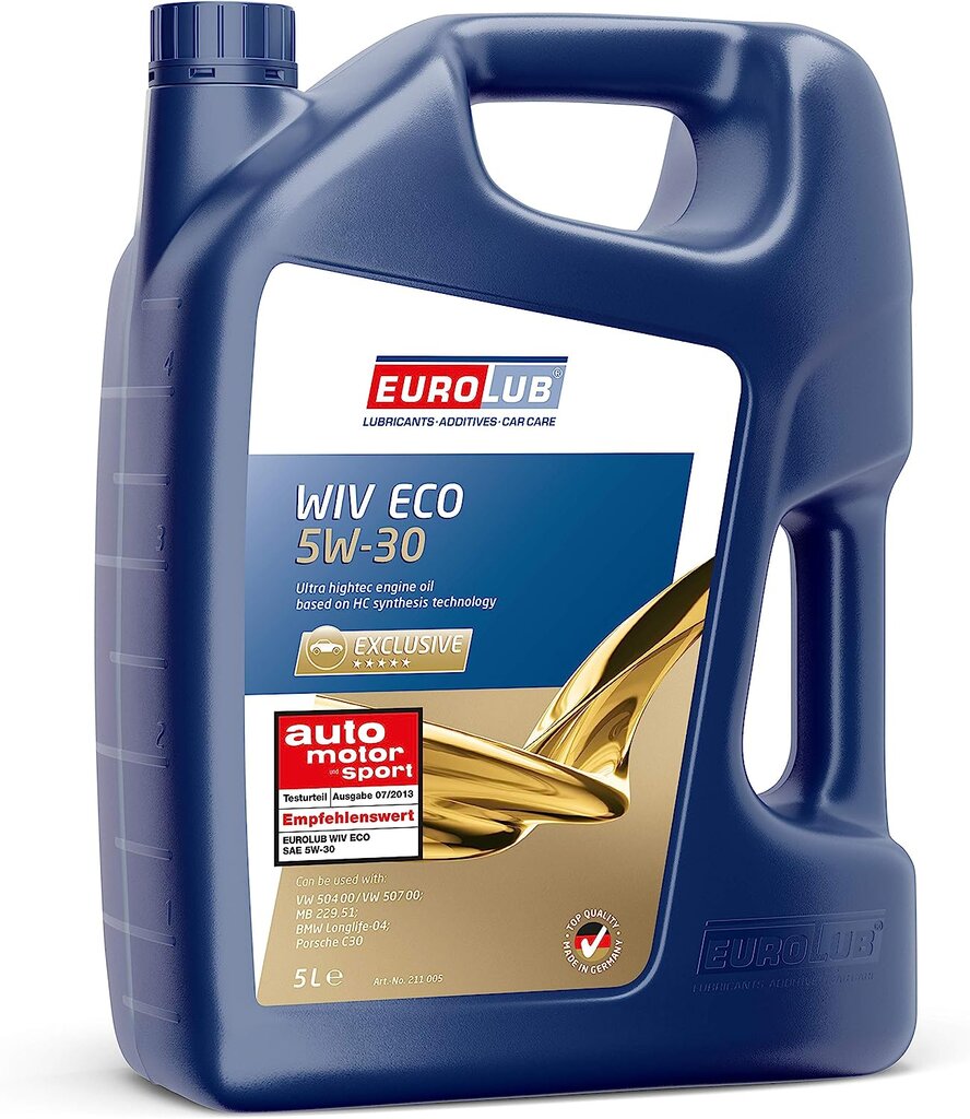Eurolub Wiv Eco SAE 5W-30 variklio alyva, 5 l цена и информация | Variklinės alyvos | pigu.lt