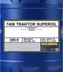 Масло моторное Mannol 7406 Traktor Superoil 15W-40, 20 л цена и информация | Моторные масла | pigu.lt