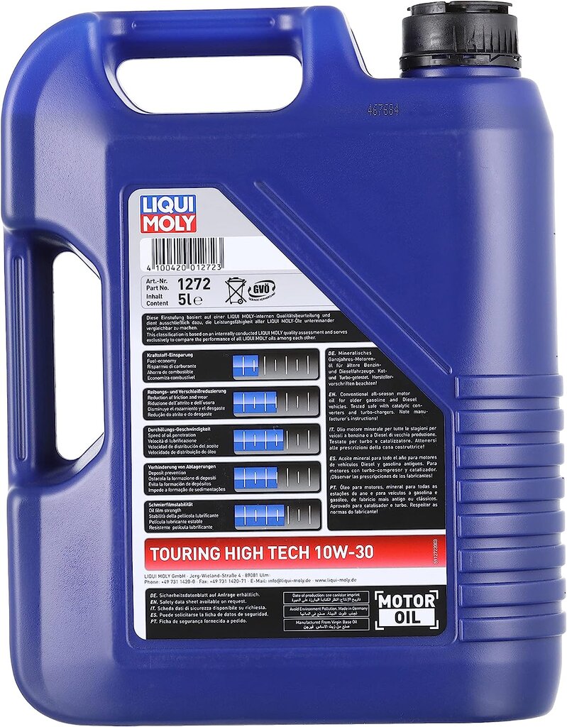 Liqui Moly 1272 Touring High Tech 10W-30 variklinė alyva, 5 l kaina ir informacija | Variklinės alyvos | pigu.lt