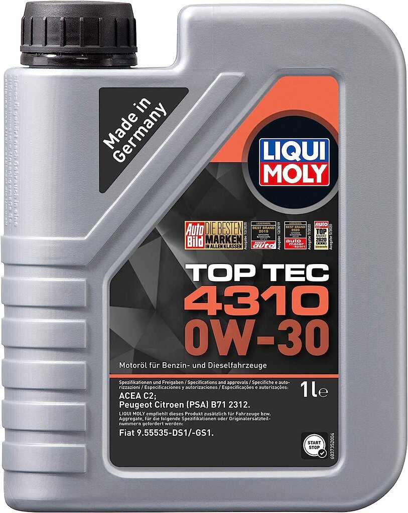 Variklio valiklis Liqui Moly 3735 Top TEC 4310 0W-30 1 l kaina ir informacija | Autochemija | pigu.lt