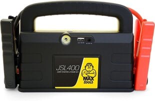 Maxtools JSL400, профессиональный аварийный стартер 2400-a-lithium для больших дизельных и бензиновых транспортных средств с 12 В, мощный и безопасный бустер 12 В, банк мощности с USB и кабелем помощи, 800A цена и информация | Зарядные устройства для аккумуляторов | pigu.lt