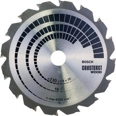 Циркулярная пила Bosch Professional Kreitlatt Construct Wood (древесина, 230 x 30 x 2.8 мм, 16 зубов) цена и информация | Запчасти для садовой техники | pigu.lt