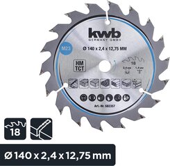 KWB Circuit Sow Blade 140 x 12,75 мм мм, быстрое разреза цена и информация | Запчасти для садовой техники | pigu.lt