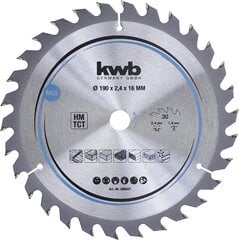 KWB Circuit Sow Blade 190 x 16 мм мм, быстрое разрезание, лезвие, подходящее для мягких и лиственных пород, плотников и сопоставки цена и информация | Запчасти для садовой техники | pigu.lt