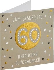 Перлеберг высокий день рождения с получением 60 и золотых деталей - Благородная карта за 60 -летие с конвертом - хорошие открытки на день рождения 15 x 15 см - день рождения открыток для успешного сюрприза цена и информация | Конверты, открытки | pigu.lt