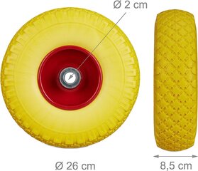 „Relallday“, geltonai raudonos 2x maišų krepšelio ratas, saugios visos guminės padangos, 3,00–4 "plieninis kraštas, 20 mm ašis, 100 kg, 260 x 85 mm, 10026069_960 kaina ir informacija | Auto reikmenys | pigu.lt