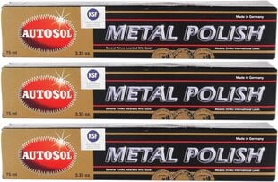 Valymui - poliravimui Autosol Metalpolish AlU Metal Chromio, 3x 75ml kaina ir informacija | Autochemija | pigu.lt