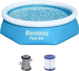 Бассейн Bestway Fast Set Setup Pool Set с фильтрационным насосом Ø 244 x 61 см, синий, круглый цена и информация | Фильтры для бассейнов | pigu.lt