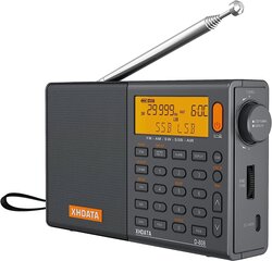 XHDDATA D-808 Портативное цифровое радио UK-STEREO/KW/LW SSB RDS Air Band Multi-Band-Radio GoundeSpeaker с ЖК-дисплеем. Аварийный сигнал и нарядный батарея 2000 MAH (серый) цена и информация | Радиоприемники и будильники | pigu.lt