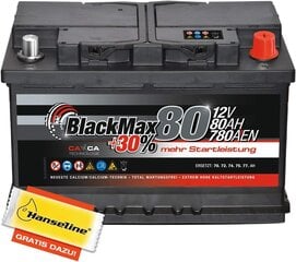 Батарея Blackmax Car 12 В 80AH стартовая батарея вместо 72AH 74AH 75AH 77AH, включая полярный жир цена и информация | Аккумуляторы | pigu.lt