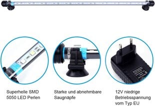 LED apšvietimas, balta ir mėlyna, 37 cm kaina ir informacija | Akvariumai ir jų įranga | pigu.lt