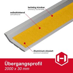 GEDOTEC Aluminum Transition Profile Self -Adhesive | 1 пьеса - окончательный профиль алюминий | Компенсация высоты пола бар | Профиль компенсации серебро анодирован | Покрытие Бар 200 см | Переходная железная дорога к приклеиванию цена и информация | Профили соединения | pigu.lt