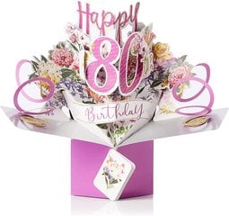 Pop-up sveikinimo atvirukas 80-ąjam gimtadieniui, gėlių dizainas kaina ir informacija | Vokeliai, atvirukai | pigu.lt