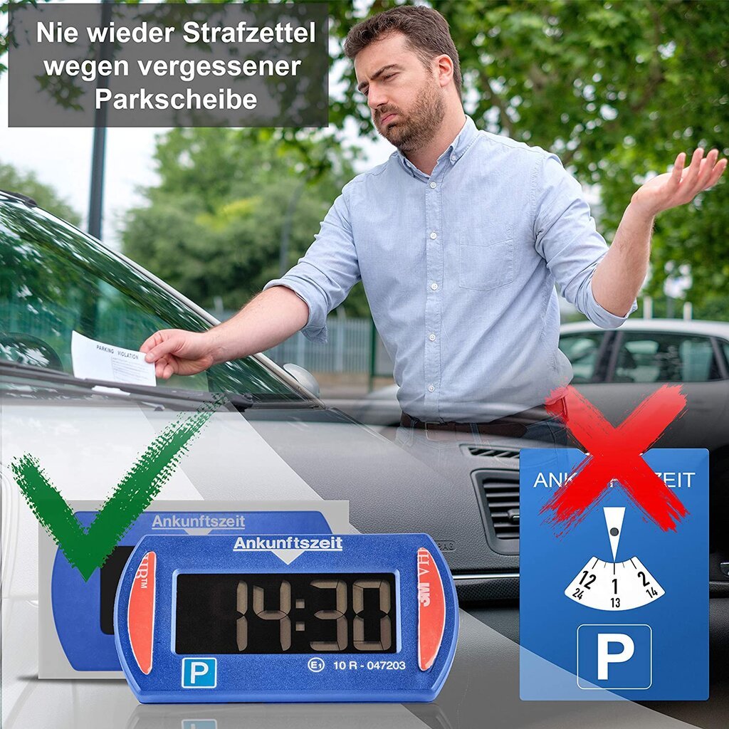 Skaitmeninis automobilių stovėjimo matuoklis 2x Park Mini Blue Electronic Parking Disc su oficialiu patvirtinimu, 2 dalių komplektas kaina ir informacija | Auto reikmenys | pigu.lt