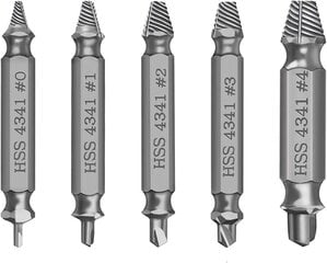 Новости Винт наброски, 5 кусочков поврежденного экстрактора винта для удаления слегка поврежденных винтов, изготовленных из HSS 4341 Утвердование Степень 62-63HRC цена и информация | Механические инструменты | pigu.lt
