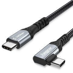 FASGEAR 100W USB C TO TYP C 3.1 GEN 2 CABLE 3M, 90 градусов 5A PD с электронным маркером чип 4K@60 Гц передачи видео (10 Гбит/с), совместимая для Link Oculus Ques цена и информация | Кабели для телефонов | pigu.lt