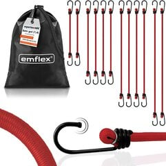 Emflex® GS -Max Professional напряжение жвачка, установленная в красном [12 штук], включая инновации в сумке - рыночный - расширитель с крючками и интегрированными защитниками царапин - универсальный багажный натяник цена и информация | Садовые инструменты | pigu.lt