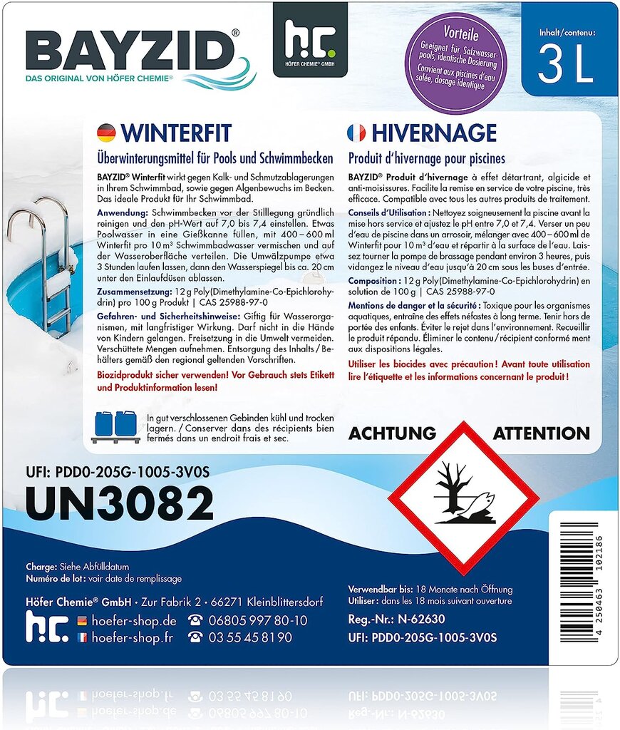 Žiemojimo koncentratas Höfer, 3L kaina ir informacija | Baseinų priežiūros priemonės | pigu.lt